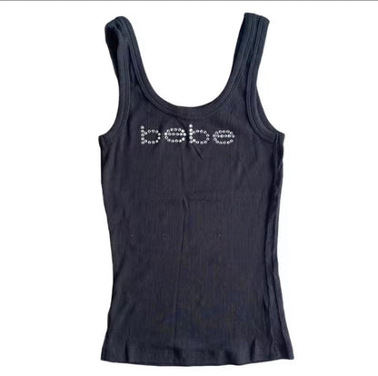 Trendy Rhinestone Crop Top