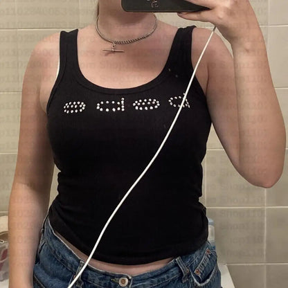 Trendy Rhinestone Crop Top